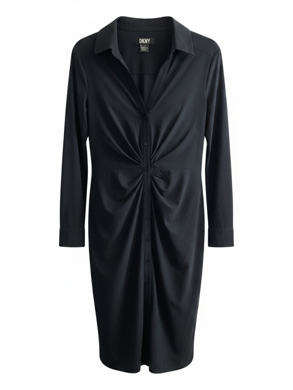 DKNY Navy Blue Long-Sleeve Twist-Front Sh